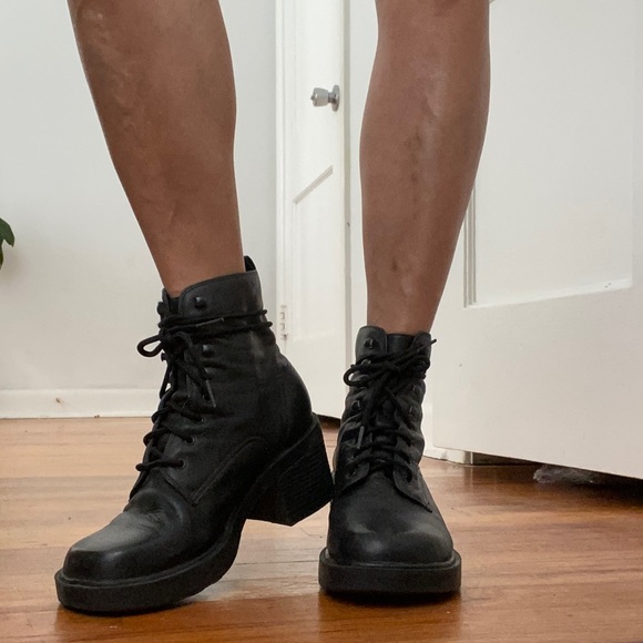 Covington Shoes Covington Black Vintage Lace Up Y2k Combat Chunky